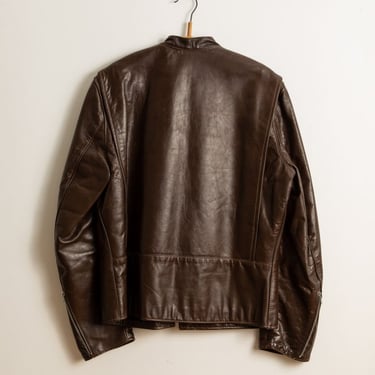 AMERICAN RAG VINTAGE Brooks Gold Label Cafe Racer Leather Motorcycle Jacket - Brown