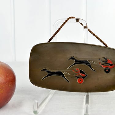 Trotting Wall Plate Horse Racing Trotter Plaque Mural 50s Mid Century Rockabilly Design Kidney Table Jockey Picture 