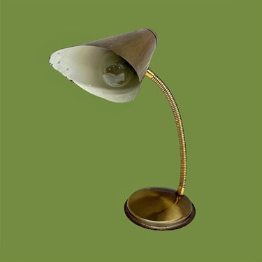 Vintage Desk Lamp Retro 1960 Mid Century Modern + Gold Metal + Cone Shade + Adjustable Gooseneck + Atomic + Lighting + MCM + Home Decor 