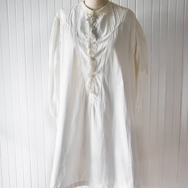 Vintage Victorian White Cotton Nightshirt Large