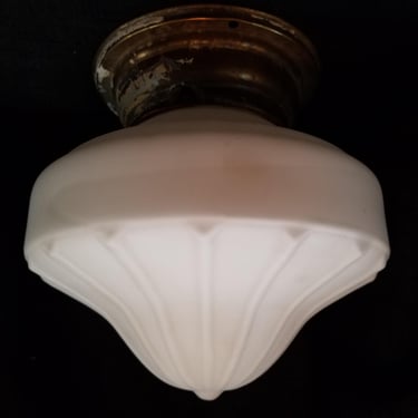 Vintage Satin Glass Shade with Brass Fitter H8.25 x D8.5