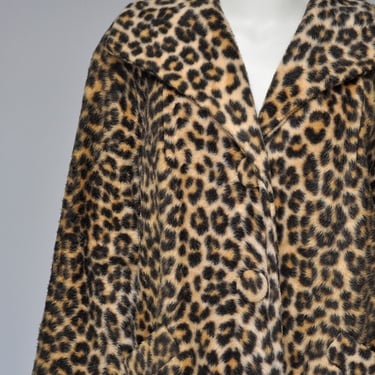 1960s faux leopard print swing coat L/XL/PLUS 