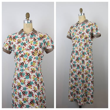 Vintage 1930s, 1940s cotton floral house dress, zip | Swan Song Vintage -  Bend, Oregon | ATTIC