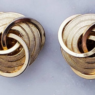 Vintage twisted braided goldtone clip on earrings 