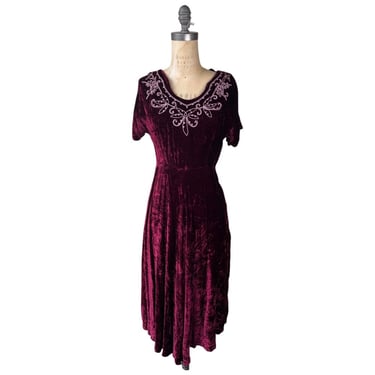 1940s burgundy velvet dress 