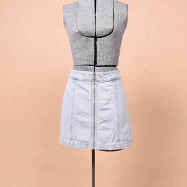 Light Blue Y2K Denim Front Zip Mini Skirt