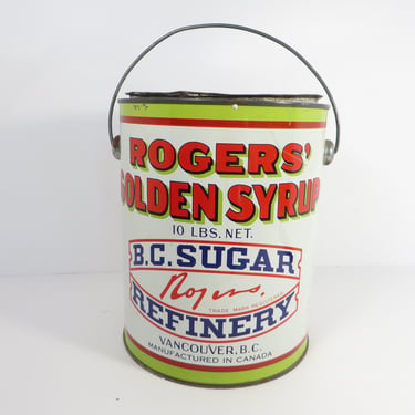 Vintage Rogers' Golden Syrup B.C. Sugar Refinery Tin Bucket Can 