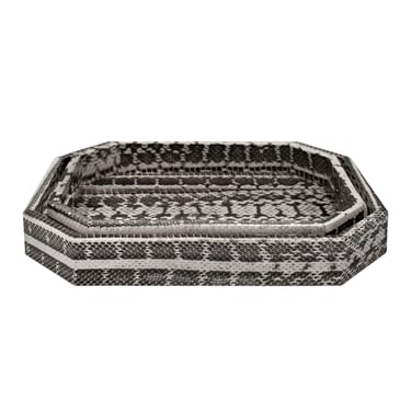 Lobel Originals Pair of Octagonal Nesting Trays in Black and White Python 2024 (Signed)