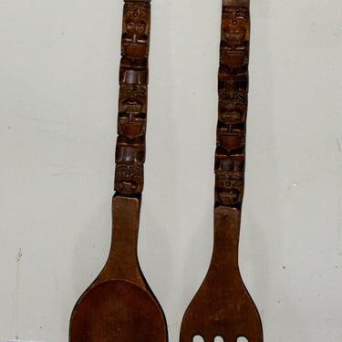 vintage Tiki Large Fork and Spoon Wall Art 