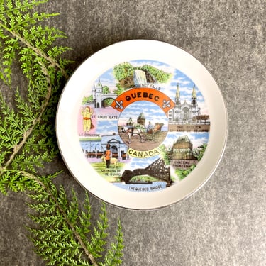 Quebec, Canada souvenir plate - 1960s vintage travel 