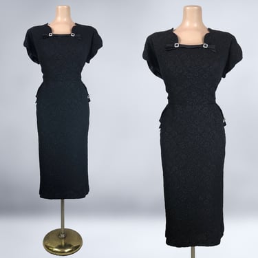 VINTAGE 50s Vampy Bombshell Wiggle Dress by Blakely Size 1X XL | 1950s Plus Size Volup Cocktail Party Dress | vfg 