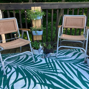 Vintage Outdoor Folding Chairs - Aluminum Faux Wicker 