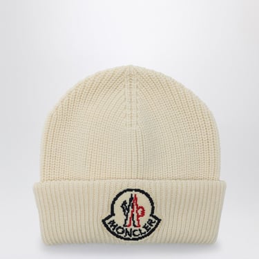 Moncler White Wool Cap With Logo Men