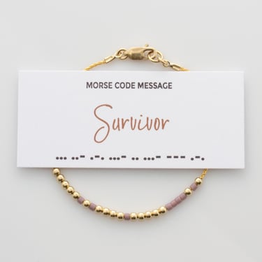 Survivor Morse Code Bracelet in 14K Gold filled or Sterling Silver, Bracelet for Support and Encouragement, Cancer Support Gift 