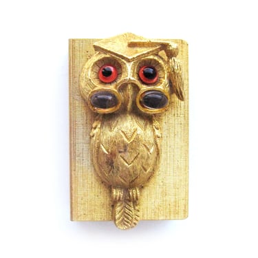 Vintage FLORENZA Matchbox Holder, Wise Old Owl, Graduation Gift, Antique Tobacco Collectible, Novelty Match Box, Gift for Grad 