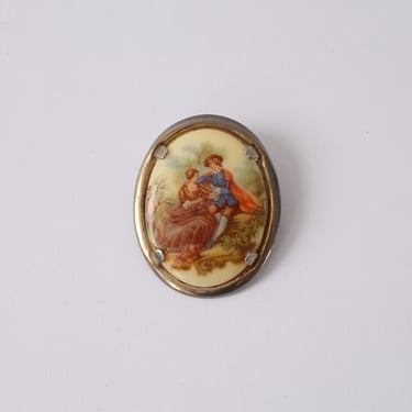 Vintage Fragonard Courting Couple Brooch