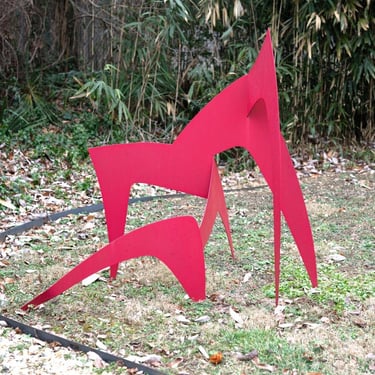 Large Vintage Abstract Red Metal Sculpture