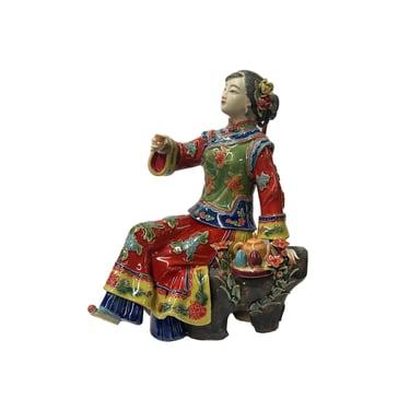 Chinese Oriental Porcelain Qing Style Dressing Drink Tea Lady Figure ws3631E 