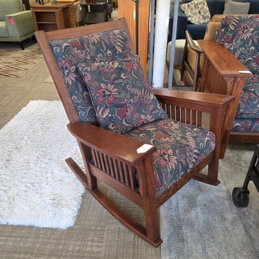 Floral Fabric Craftsman Style Rocker