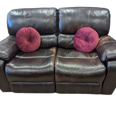 Brown Leather Reclining Loveseat