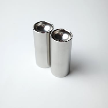 Vintage Stelton Salt and Pepper Shakers by Arne Jacobsen – Cylinda-Line Stainless Steel Set – Danish Modern, 1967 Design 