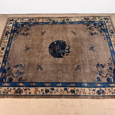 Antique Chinese Art Deco Hand-Knotted Room Size Wool Rug, Circa 1920s
