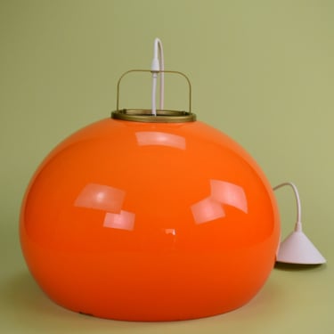 Meblo Guzzini Lucerna Hanging Light Fixture, Design Vintage Lamp, Orange Space Age Light, Atomic Light, Mid Century Modern Ceiling Lamp, MCM 