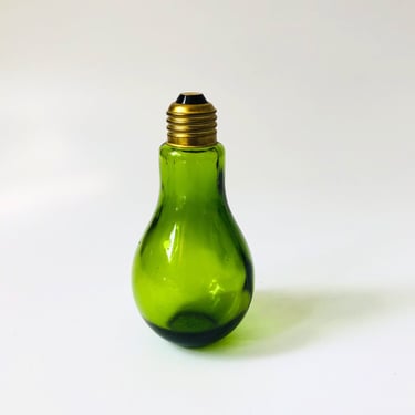 Vintage Green Light Bulb Shaped Glass Jar 