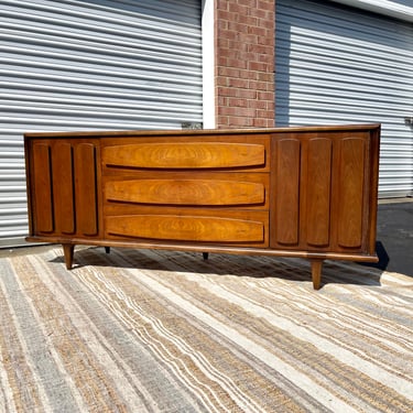 American of Martinsville Large Walnut Lowboy Dresser