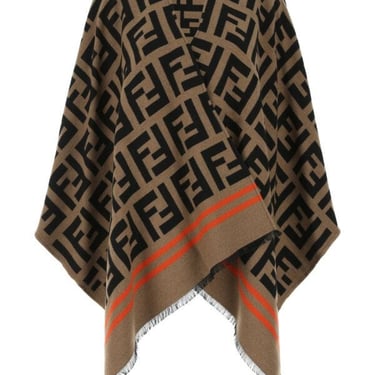 Fendi Women Embroidered Wool Blend Cape