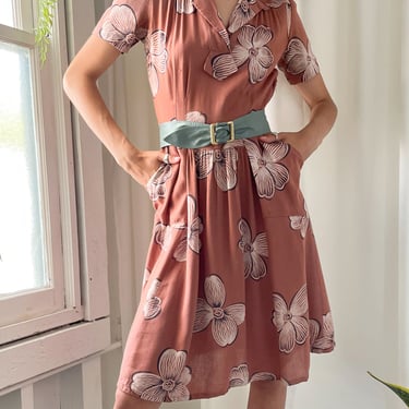 40s Floral Puff Sleeve Dress