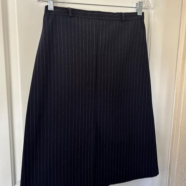 1980s rrrruss navy pinstripe slit flare skirt 