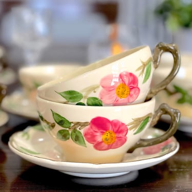 VINTAGE: 1960s - 1 Set - USA Franciscan Desert Rose Teacup and Saucer - Pink Flowers - Tableware - Shabby Chic - SKU 