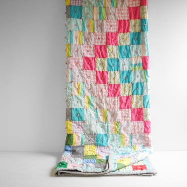 Vintage Colorful Handmade Patchwork Cotton Quilt 95