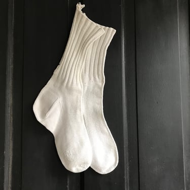 French Hand Knit Socks, Chore Wear, Cotton Boot Socks, Homemade Farmhouse, Period Clothing 