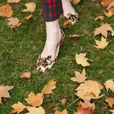 Miu Miu Ballet Slippers / Leopard Pony Hair Printed Flats with Bow/ This item comes from the closet of supermodel Karen Elson 