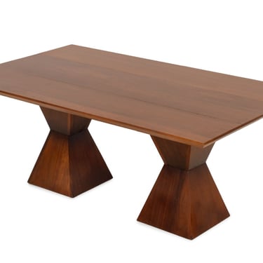 Contemporary Walnut Double Pedestal Dining Table
