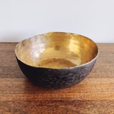 Vintage Burnished Hammered Brass Bowl 