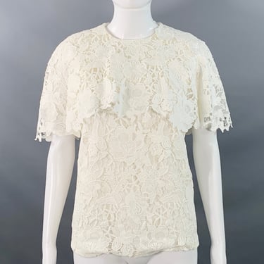 JASON WU COLLECTION Size 0 White Guipure Cotton Lace Overlay Blouse