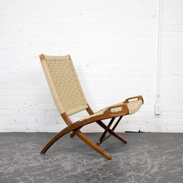 Vintage MCM 80's Hans Wegner style rope folding lounge chair 02 | Free delivery in NYC and Hudson Valley areas 