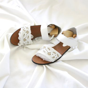 white leather sandals - 8 