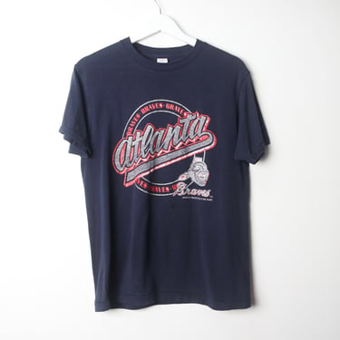 vintage ATLANTA BRAVES 1980s faded CHAMPION brand vintage '87 braves baseball mlb t-shirt - size medium 