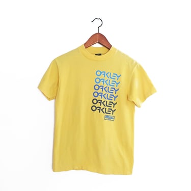 Oakley shirt / moto shirt / 1980s yellow Oakley ONeal surf competition t shirt Small 