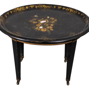 Victorian Lacquered Tray Side Table