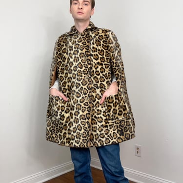 60s Reversible faux leopard cape 