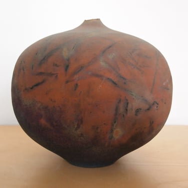 Rare WESLEY Wes ANDEREGG Weed POT 8.5&quot;x7.5&quot;, Bud Vase Raku Mid-Century Modern studio pottery ceramic feelie raymor bitossi cabat eames era 