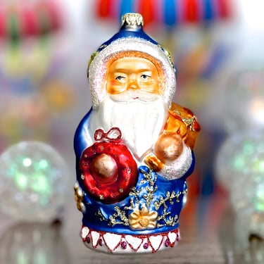 VINTAGE: 5" Large Glass Santa Ornament - Blown Figural Mercury Glass Ornament - Christmas - Holiday - SKU 00040174 