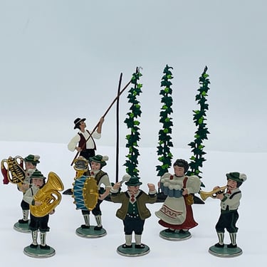 Antique (7) piece Band and Tree Pruner set of Miniature Metal Flat Figurines Flachfiguren Germany Miniature 