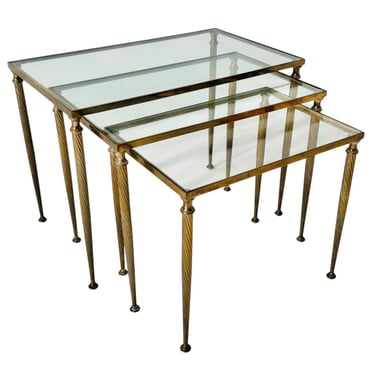 Neo-Classical Brass Nesting Tables, 1960