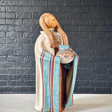 Vintage Native American “Hopi Maiden” Ceramic Sculpture by Terry Slonaker 